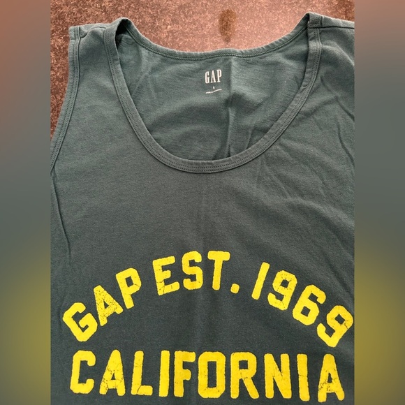 GAP Dark Green Tee with Bold Yellow Text - Picture 2 of 4